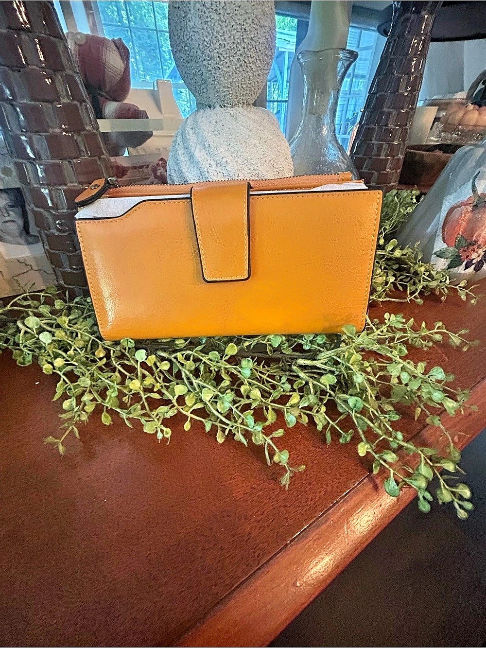 Orange Zip-Around Wallet NWOT